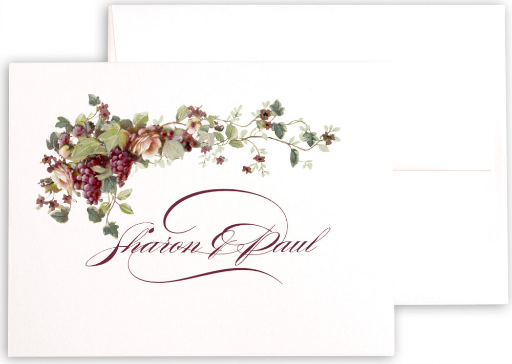 Photograph of Berries and Peach Roses Thank You Notes