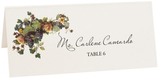 Photograph of Tented Grapes and Yellow Roses Place Cards