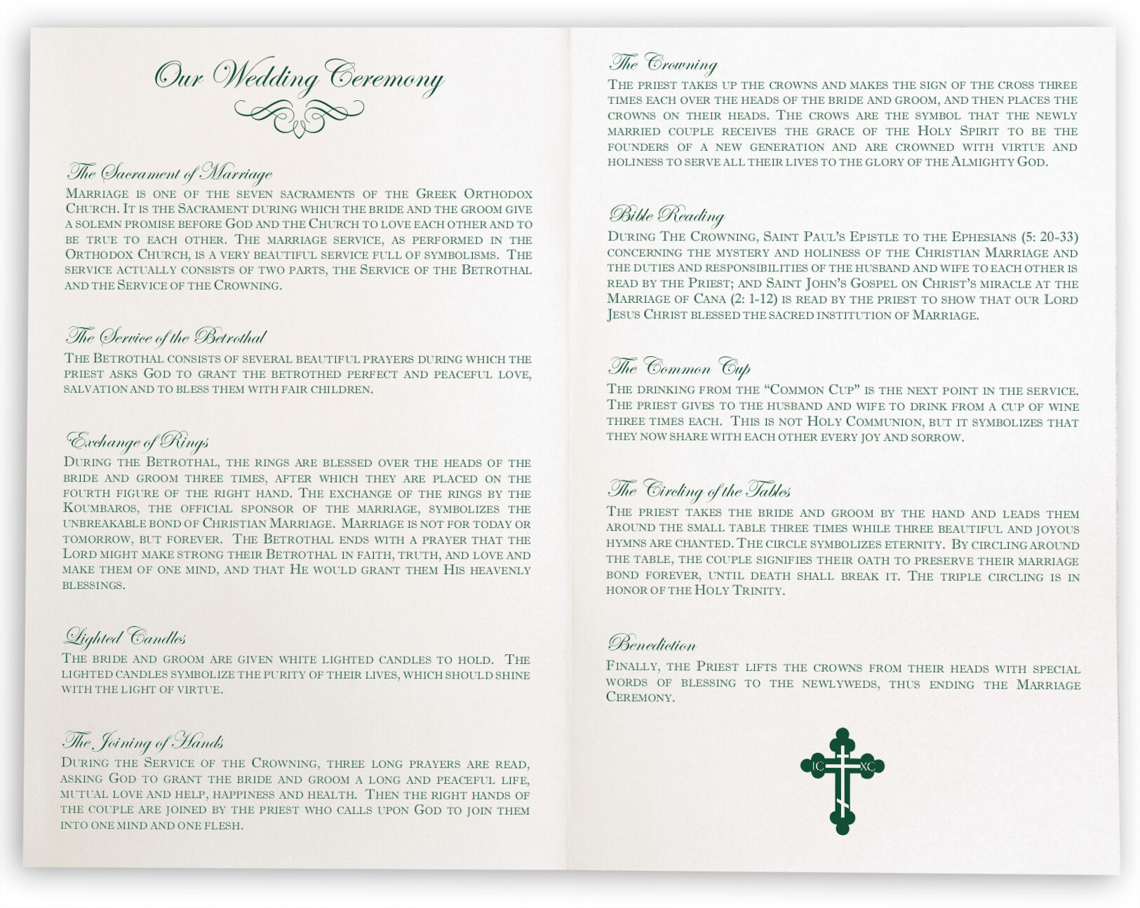 Greek And Russian Orthodox Wedding Ceremony Church Programs And