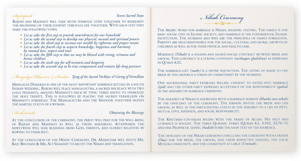 Photograph of Aum Watermark Wedding Programs