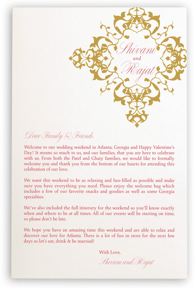 Photograph of Diamond Mandala Welcome Letter Wedding Programs