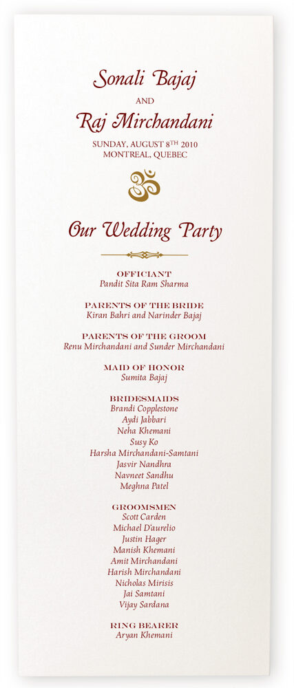 Photograph of Eden Wedding Programs
