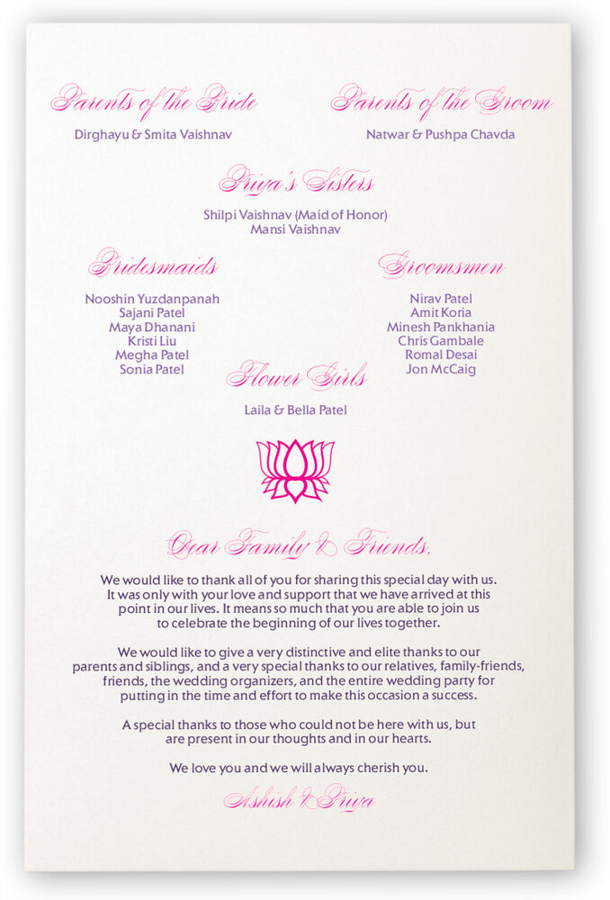 Photograph of Gingee Ganesha Wedding Programs