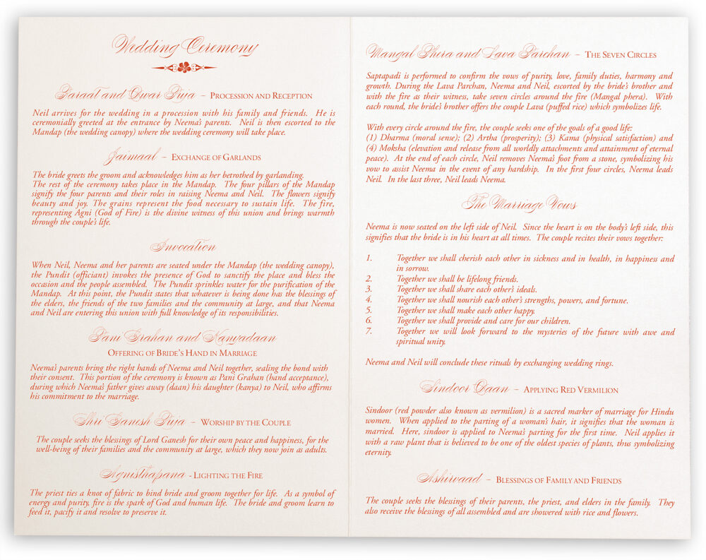 Photograph of Hindi Lotus Wedding Programs