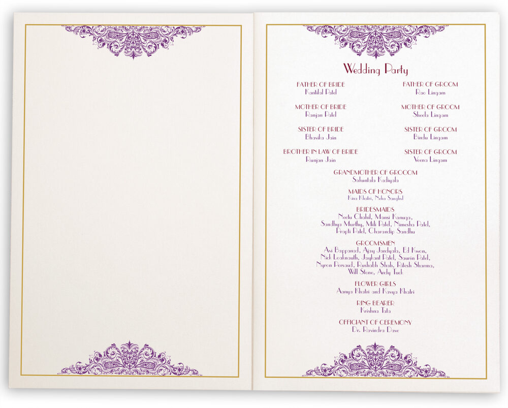 Photograph of Karathee Hoom Wedding Programs