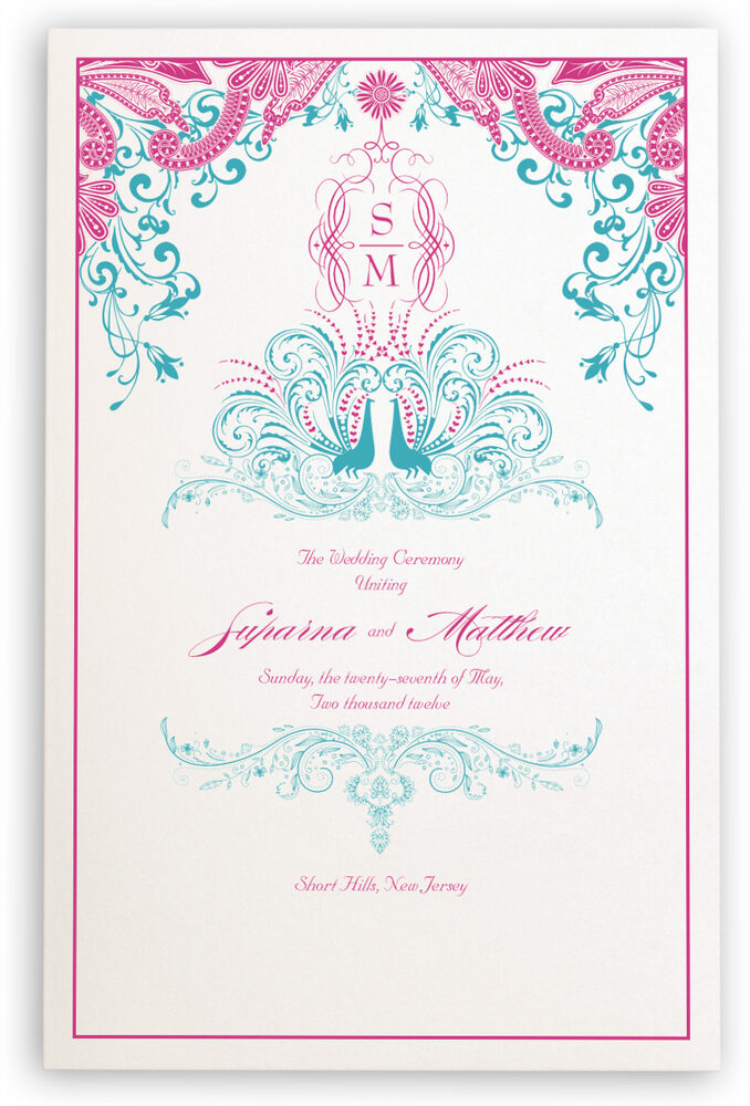 Photograph of Paisley and Peacocks Wedding Programs