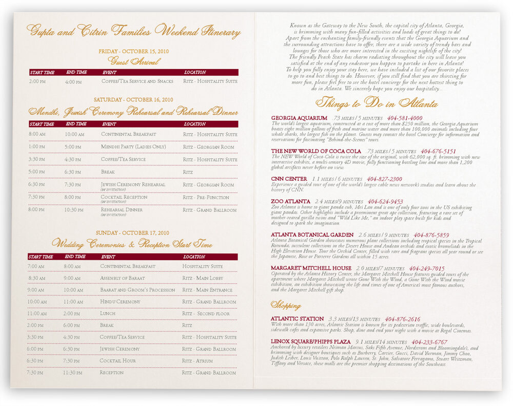 Photograph of Paisley Power Welcome Letter Wedding Programs