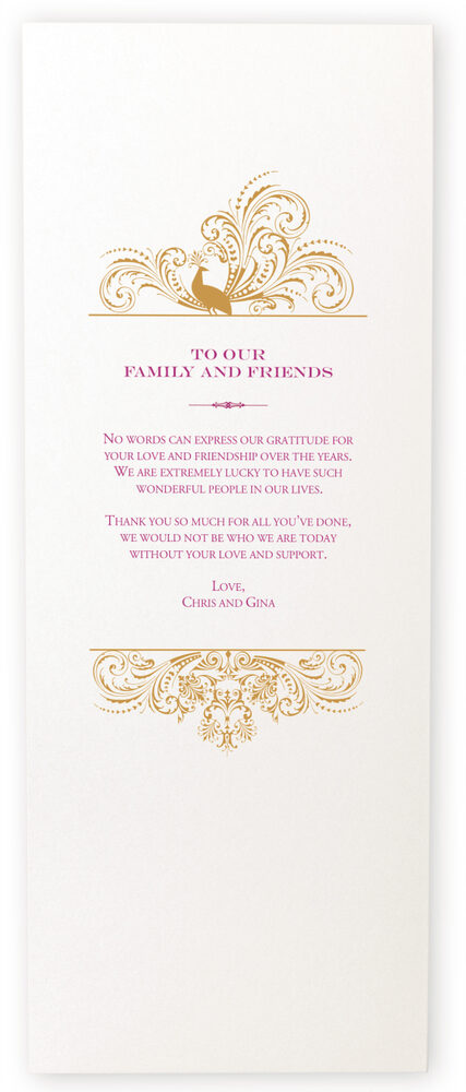 Photograph of Pompous Peacock Wedding Programs