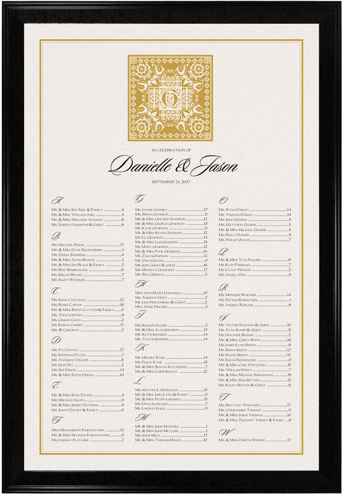 Photograph of Floral Paisley Pattern Seating Charts