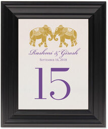 Framed Photograph of Indian Elephants Table Numbers