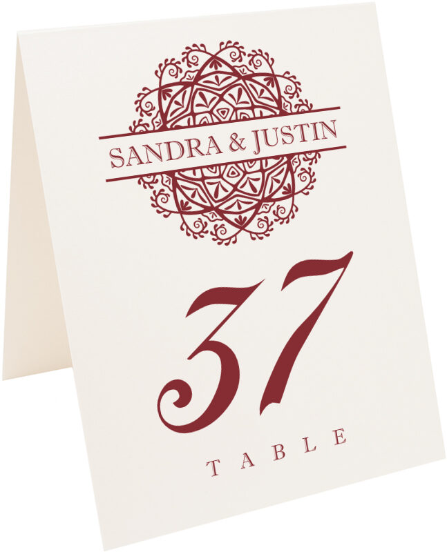 Photograph of Tented Mandala Monogram Table Numbers