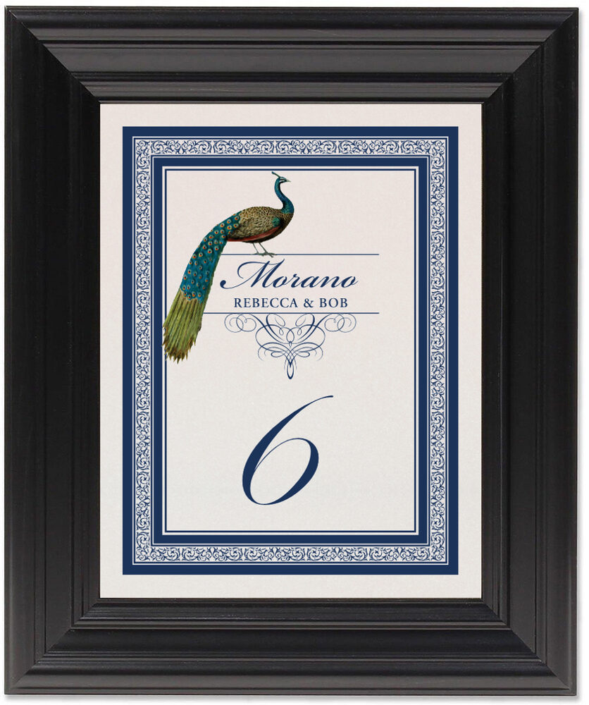 Framed Photograph of Peacock Flourish Table Numbers