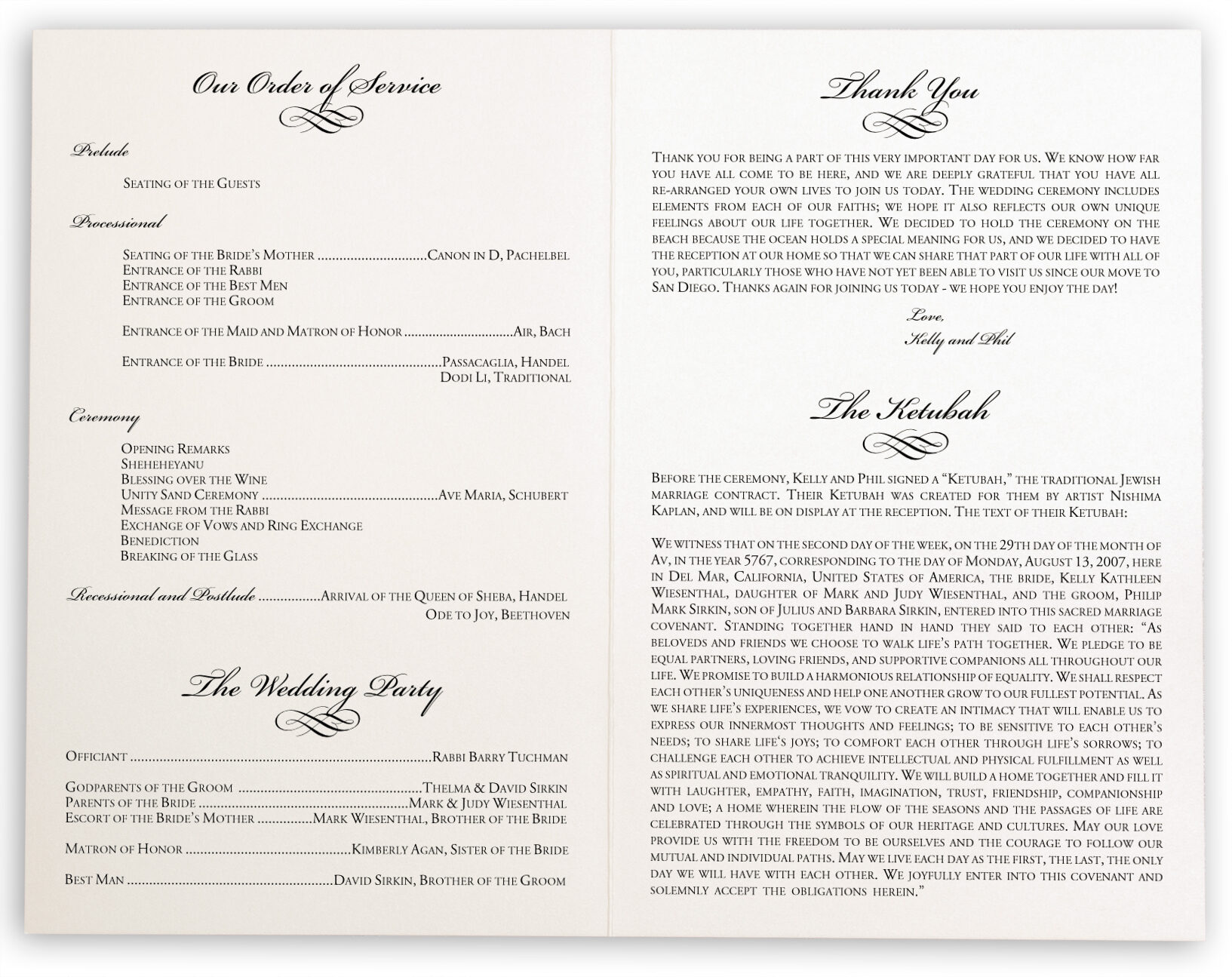 Jewish Wedding Program Templates