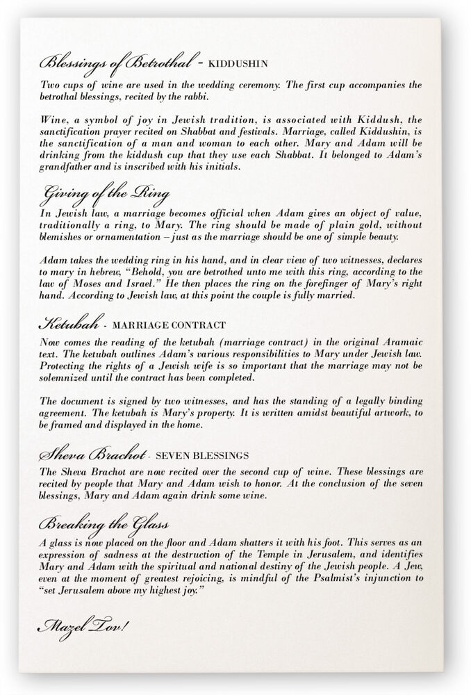 Photograph of Generation Tree Jewish Wedding Programs