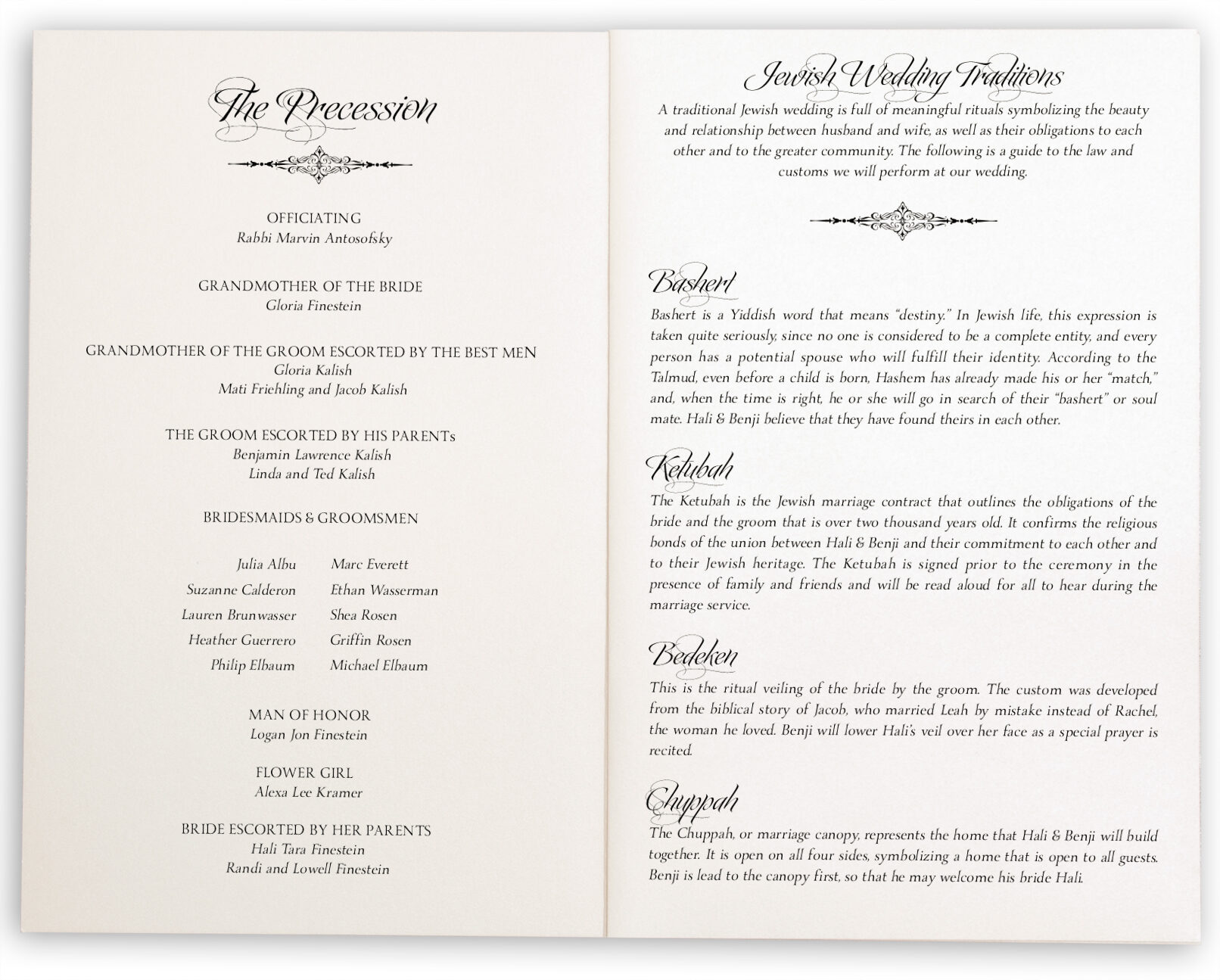 Jewish Wedding Programs And Jewish Program Wording Templates