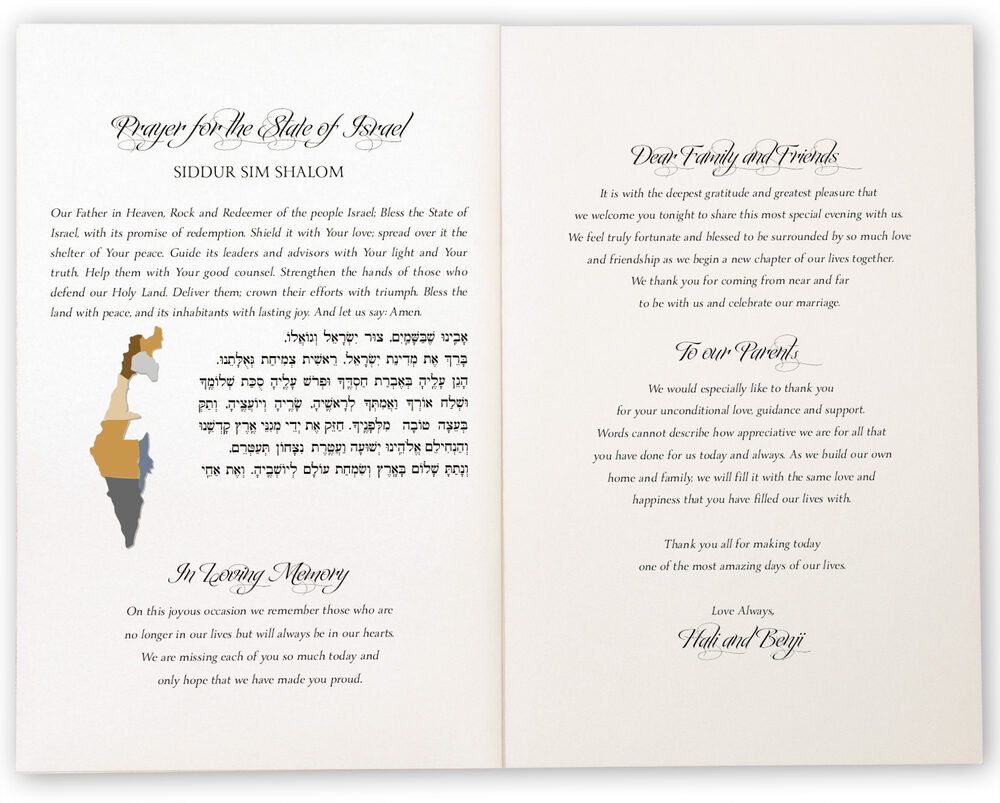 Photograph of Prayer for Israel-Jewish Wedding Programs