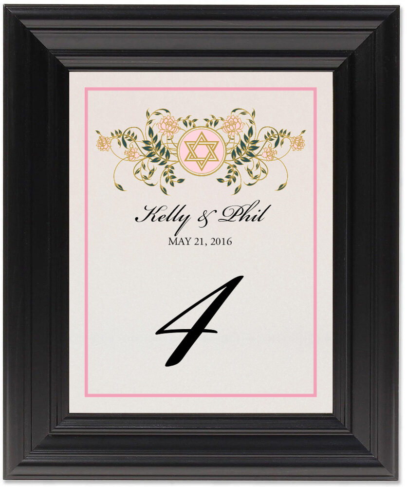 Framed Photograph of Colorful Shield of David Table Numbers