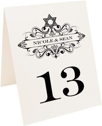 Photograph of Tented Vintage Star of David Table Numbers