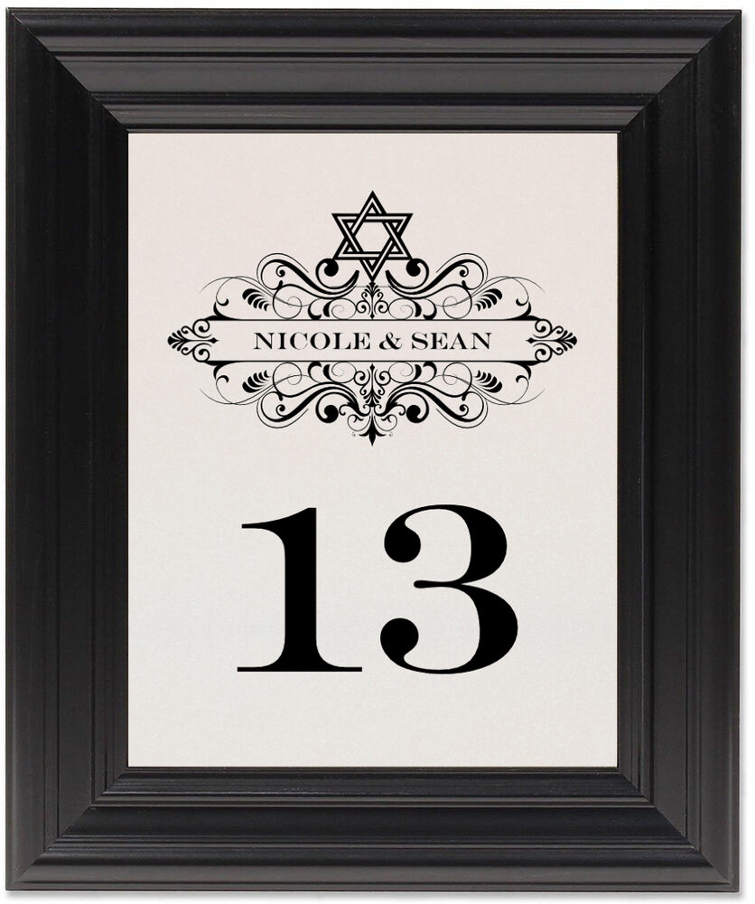 Framed Photograph of Vintage Star of David Table Numbers