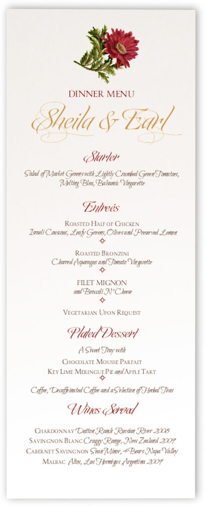 Photograph of Celebrate Wedding Menus