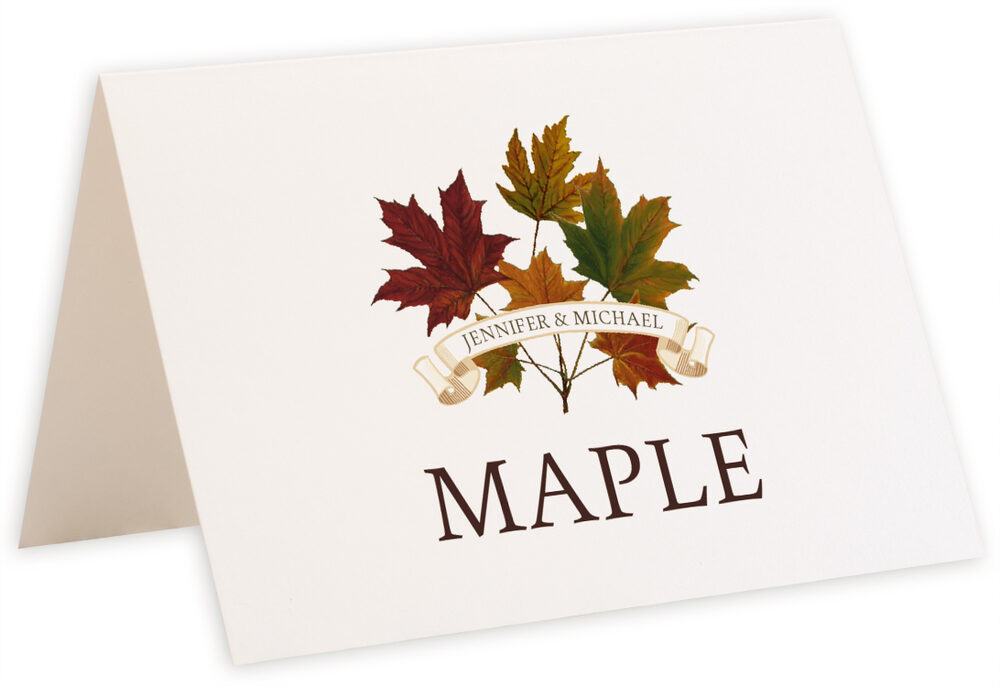 Photograph of Tented Autumn Leaf Banner Table Names