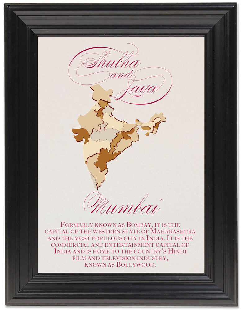 Framed Photograph of Map Of India Memorabilia Cards