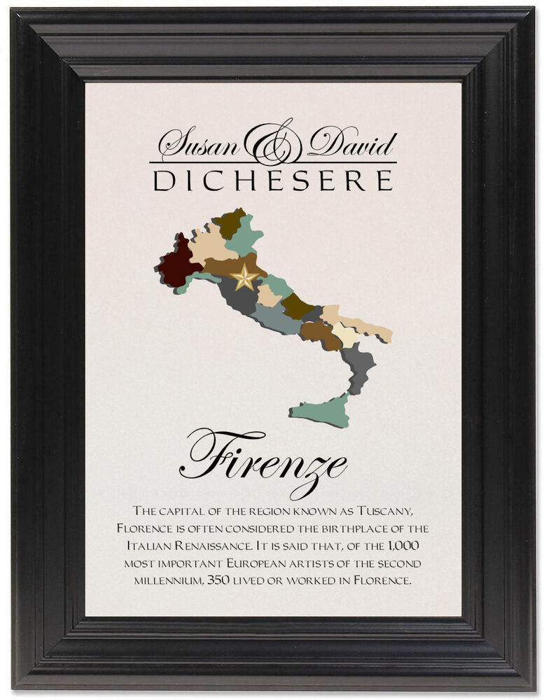 Framed Photograph of Map of Italy Memorabilia Cards