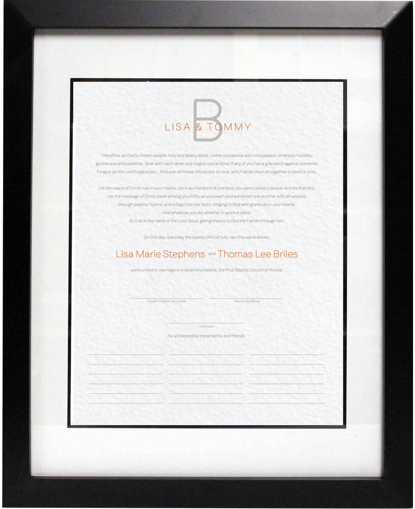 Photograph of Brownstone Monogram 15 Wedding Certificates