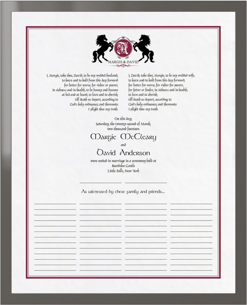 Photograph of Chevalier Wedding Certificates