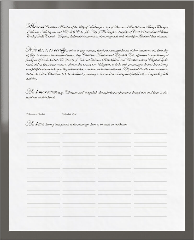 Photograph of Edwardian Justified Wedding Certificates