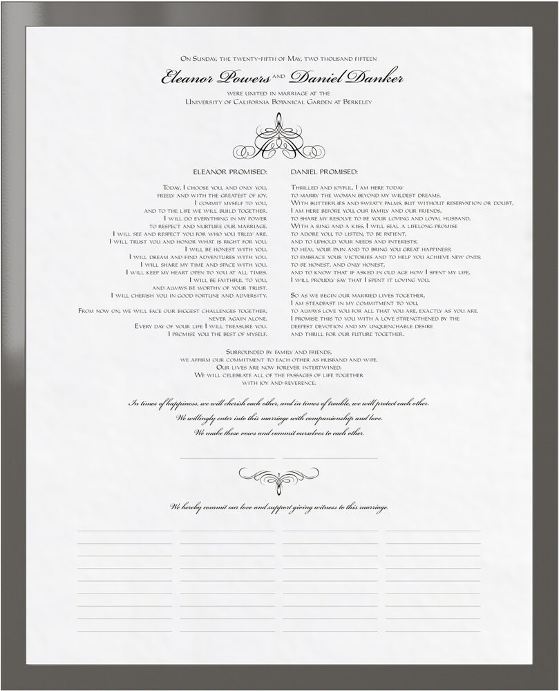 Photograph of Flourish Monogram 02B Wedding Certificates
