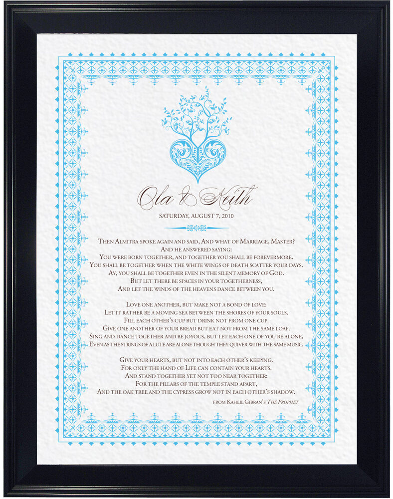 Photograph of Kahlil Gibran’s The Prophet - Tree of Life Heart Wedding Certificates
