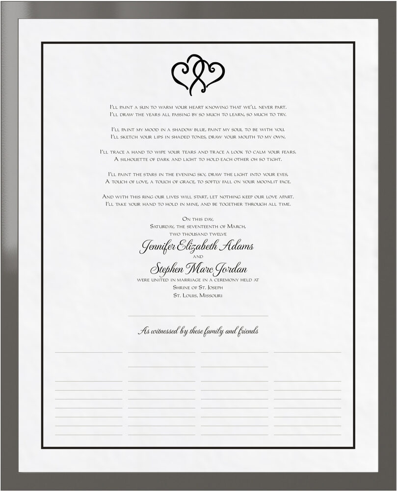 Photograph of Linked Hearts Wedding Certificates