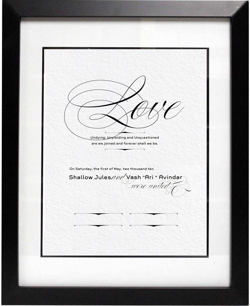Photograph of Poem Love Wedding Certificates