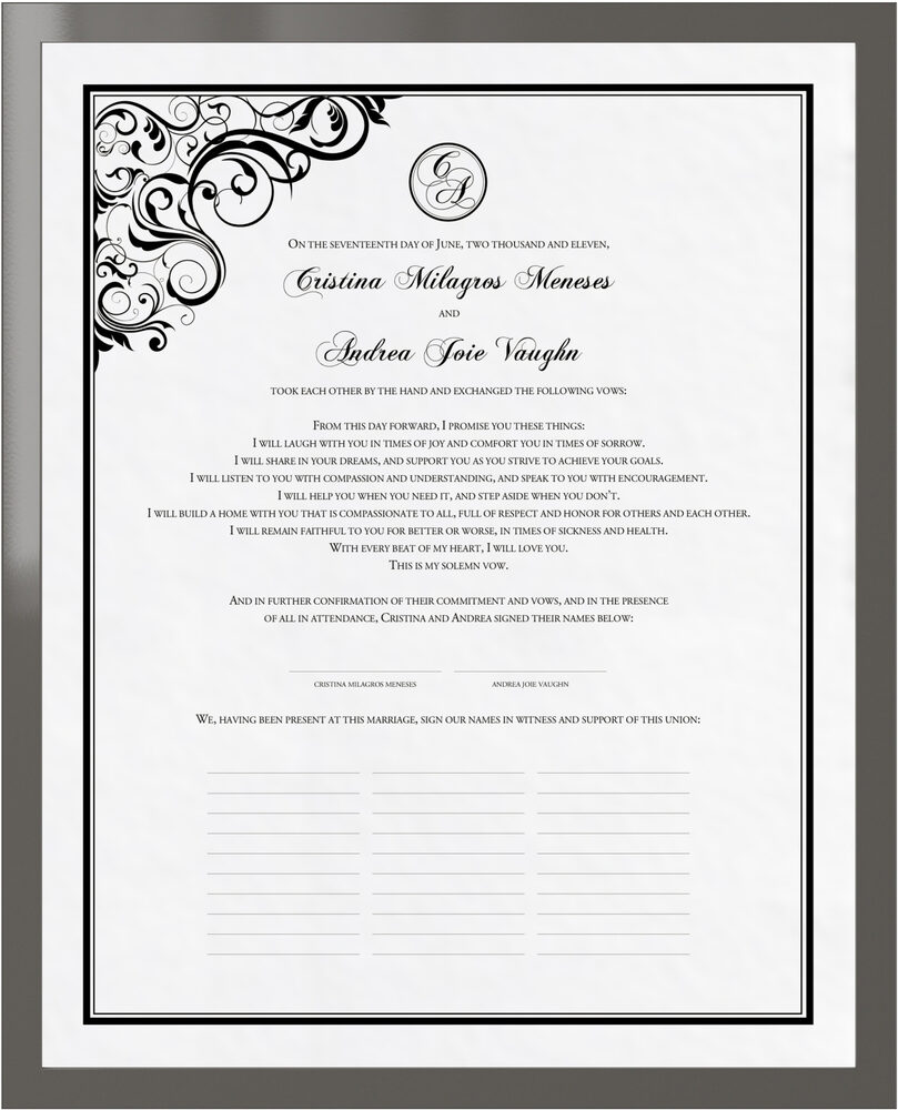 Photograph of Spiral Swirl Corner Wedding Certificates