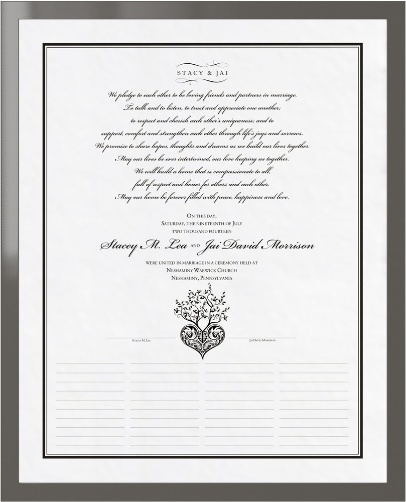 Photograph of Tree of Life Heart Wedding Certificates
