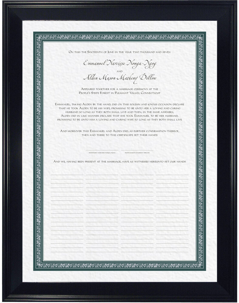 Photograph of Zapfino-Imperial-Celtic Vine Wedding Certificates