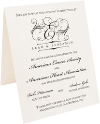 Photograph of Tented Bickham Monogram 17 Donation Cards