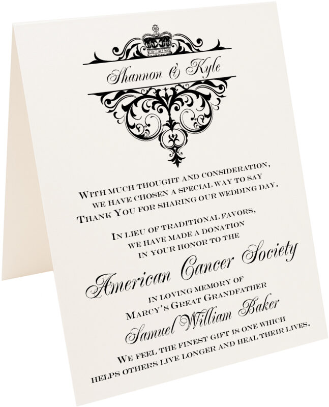 Photograph of Tented Crowned Donation Cards