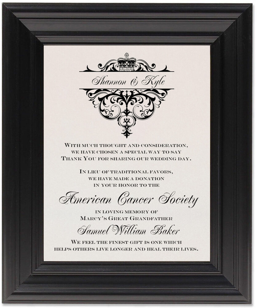 Framed Photograph of Crowned Donation Cards