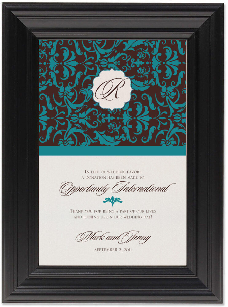 Framed Photograph of Daily Damask Donation Cards
