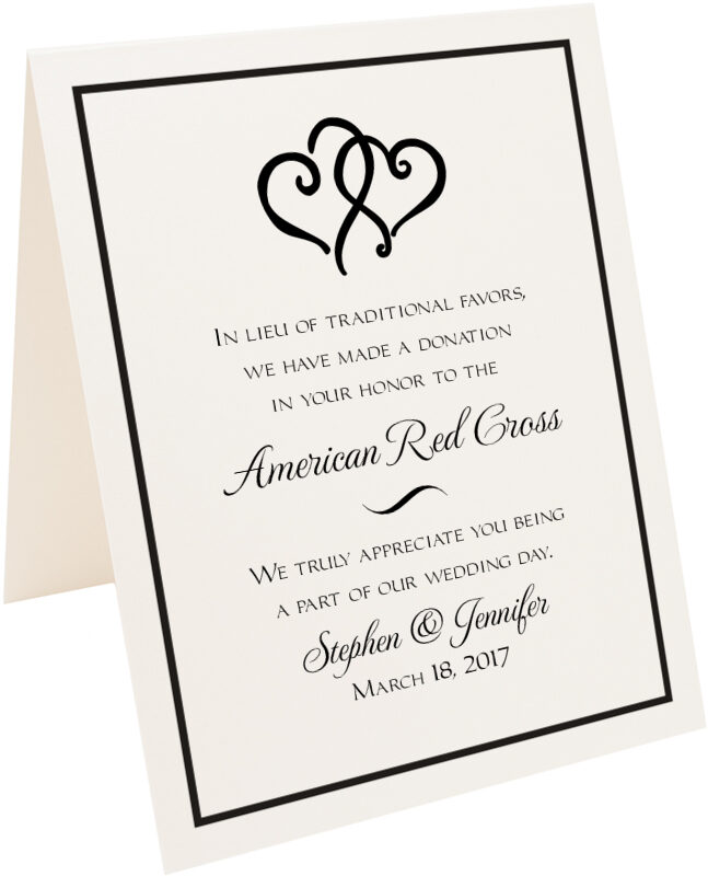 Photograph of Tented Linked Hearts Donation Cards