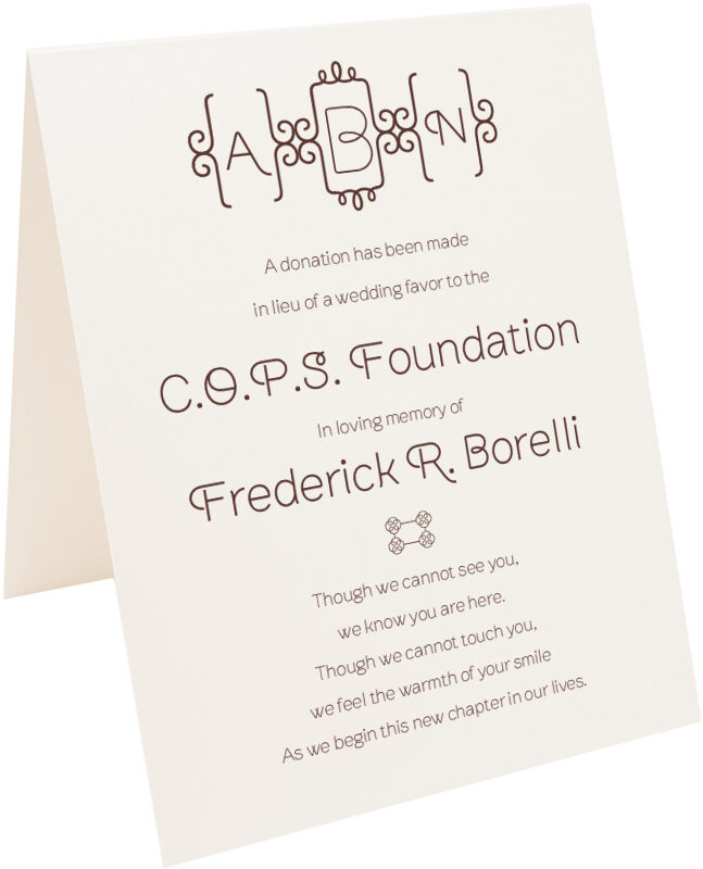 Photograph of Tented Brownstone Brackets Donation Cards