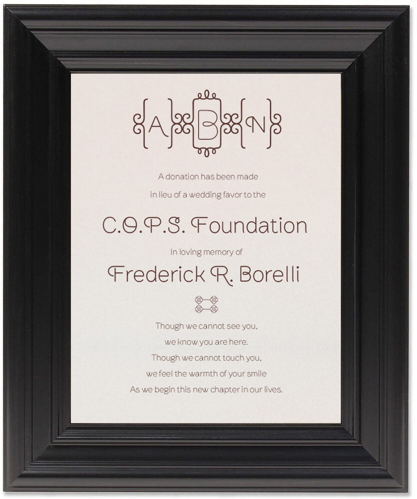 Framed Photograph of Brownstone Brackets Donation Cards