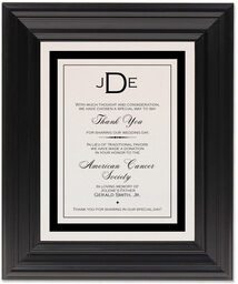 Framed Photograph of Copperplate Monogram Donation Cards