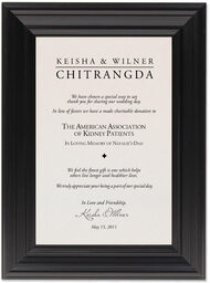 Framed Photograph of Garamond Monogram Donation Cards