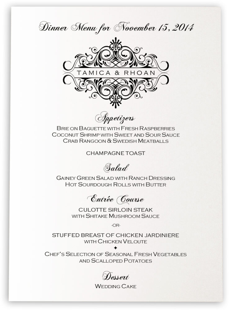 Photograph of Accordion Wedding Menus
