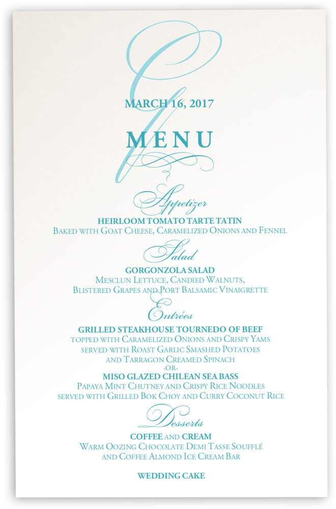 Photograph of Bickham Watermark 2 Wedding Menus
