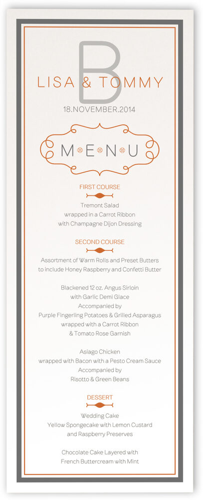 Photograph of Brownstone Monogram 15 Wedding Menus