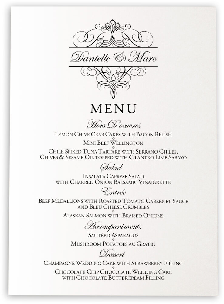 Photograph of Flourish Monogram 01 Wedding Menus